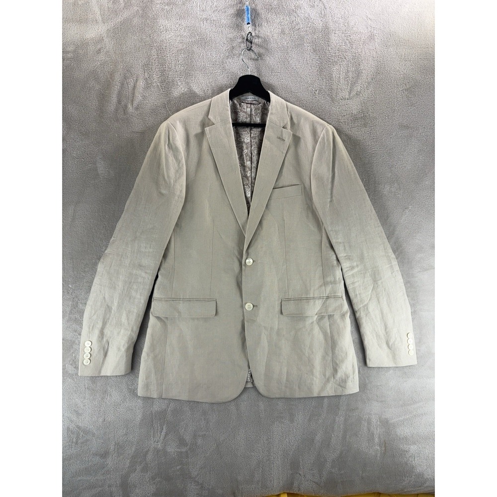 Lauren Ralph Lauren Blazer Mens Size 40L Beige Linen Sport Coat Jacket
